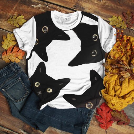 Gearhuman 3D Funny Stealthy Black Cat Custom Shirt GR21129 3D Apparel