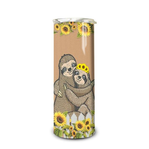 Gearhuman 3D Sloth Sunflower Custom Tumbler GB28121 Tumbler Long 20oz