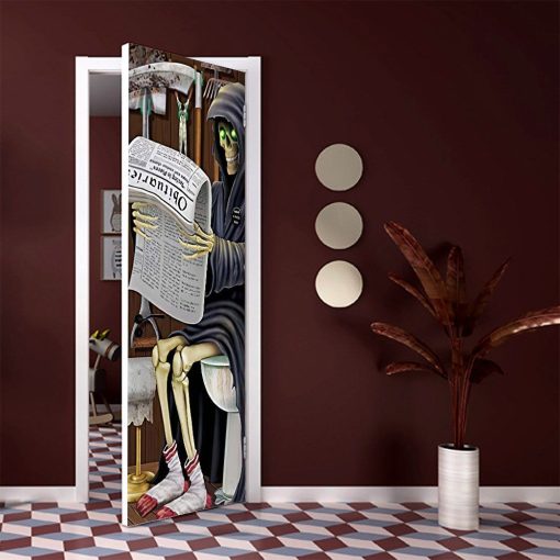 Gearhuman 3D WC Skeleton Halloween Custom Door Stickers GV23099 Door Stickers