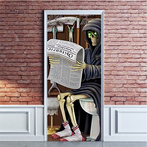 Gearhuman 3D WC Skeleton Halloween Custom Door Stickers GV23099 Door Stickers