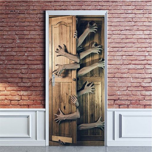 Gearhuman 3D Hands Behind The Door Halloween Custom Door Stickers GV23096 Door Stickers