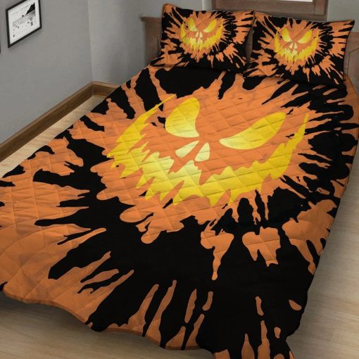 Gearhuman 3D Halloween Pumkin Tie Dye Custom Quilt Set GW08096 Quilt Set