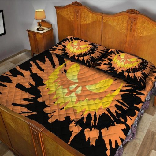 Gearhuman 3D Halloween Pumkin Tie Dye Custom Quilt Set GW08096 Quilt Set Quilt Set Twin