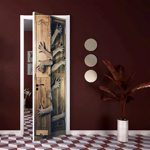 Gearhuman 3D Hands Behind The Door Halloween Custom Door Stickers GV23096 Door Stickers