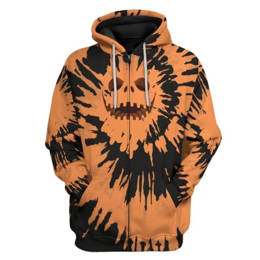 Gearhuman 3D Jack Skellington Tie Dye Custom Hoodie Apparel GW18093 3D Custom Fleece Hoodies Zip Hoodie S