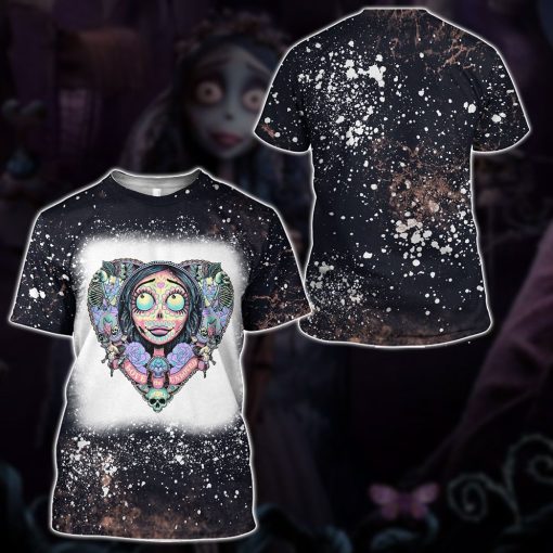 Gearhumans 3D Corpse Bride The Lovely Bride Custom Bleached Tshirt - Image 3