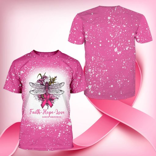 Gearhumans 3D Dragonfly Faith Hope Love Breast Cancer Awareness Custom Bleached Tshirt 5 Gearhumans 3D Dragonfly Faith Hope Love Breast Cancer Awareness Custom Bleached Tshirt - Image 5