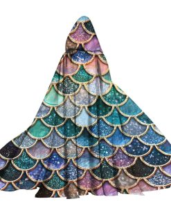 Gearhumans 3D The Most Blue Sparkle Mermaid Tail In The Ocean Custom Hooded Cloak