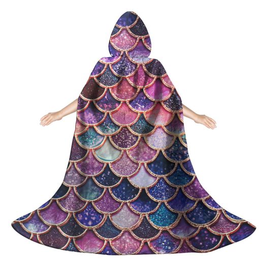 Gearhumans 3D The Most Pink Sparkle Mermaid Tail In The Ocean Custom Hooded Cloak - Image 2