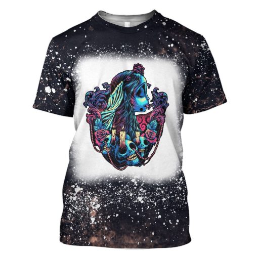 Gearhumans 3D Corpse Bride The Colorful Bride Custom Bleached Tshirt