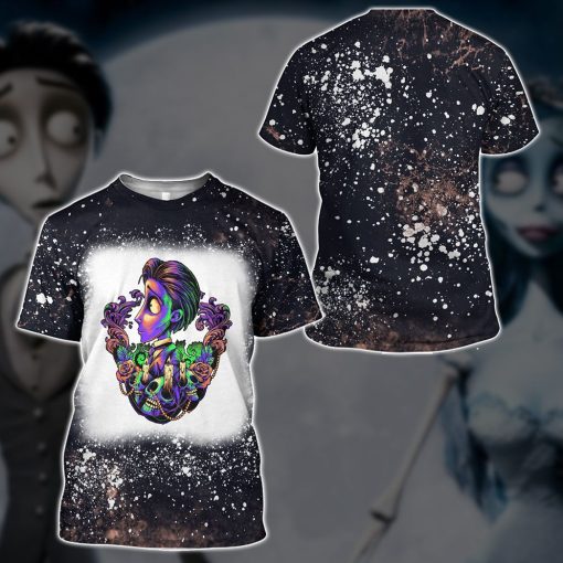 Gearhumans 3D Corpse Bride The Colorful Groom Custom Bleached Tshirt - Image 4