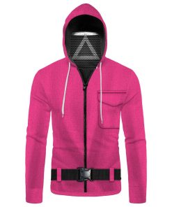 Gearhumans 3D Squid Game Triangle Soldier Custom Bandana Mask Hoodie