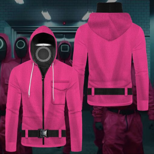 Gearhumans 3D Squid Game Round Soldier Custom Bandana Mask Hoodie