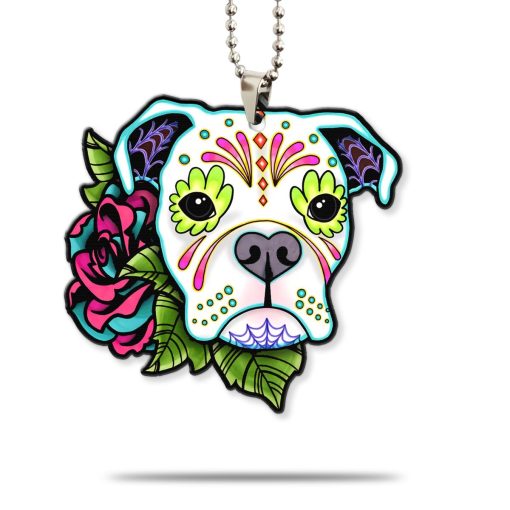 Gearhumans 3D Sugar Skull Bull Dog Custom Car Hanging