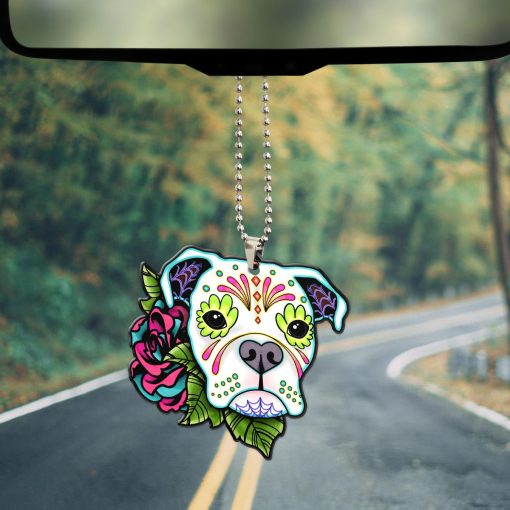 Gearhumans 3D Sugar Skull Bull Dog Custom Car Hanging