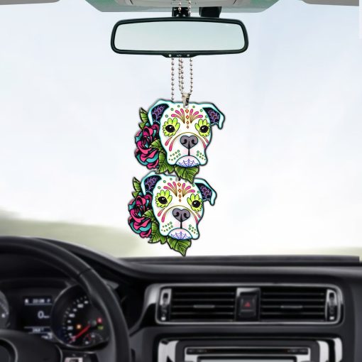 Gearhumans 3D Sugar Skull Bull Dog Custom Car Hanging