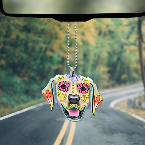 Gearhumans 3D Sugar Skull Golden Retriever Dog Custom Car Hanging