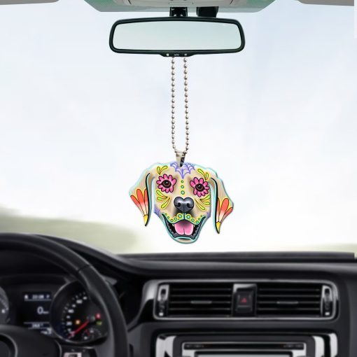 Gearhumans 3D Sugar Skull Golden Retriever Dog Custom Car Hanging