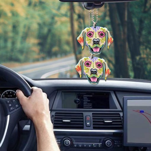 Gearhumans 3D Sugar Skull Golden Retriever Dog Custom Car Hanging