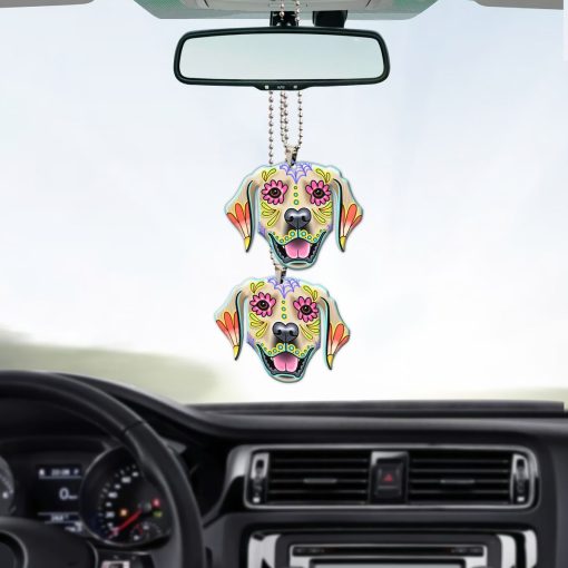 Gearhumans 3D Sugar Skull Golden Retriever Dog Custom Car Hanging