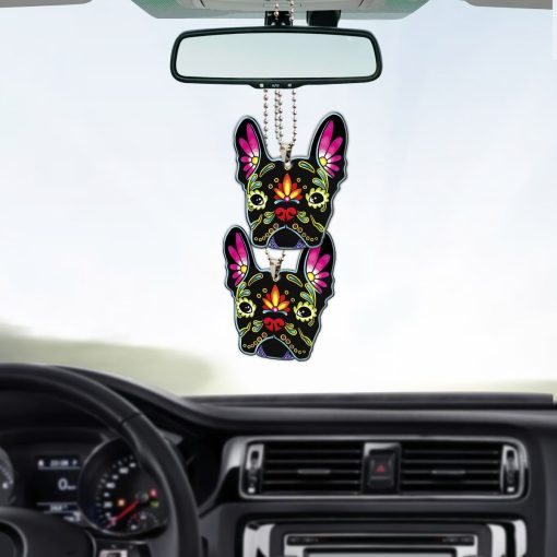 Gearhumans 3D Sugar Skull French Bulldog Custom Car Hanging