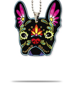 Gearhumans 3D Sugar Skull French Bulldog Custom Car Hanging