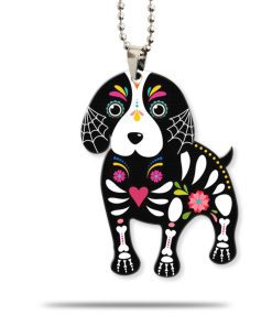 Gearhumans 3D Sugar Skull Dog Custom Car Hanging