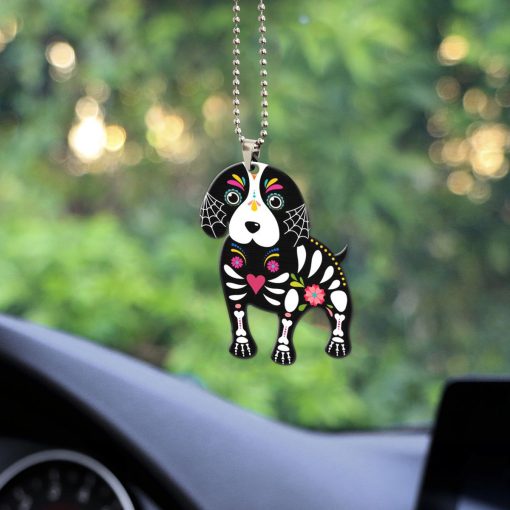 Gearhumans 3D Sugar Skull Dog Custom Car Hanging