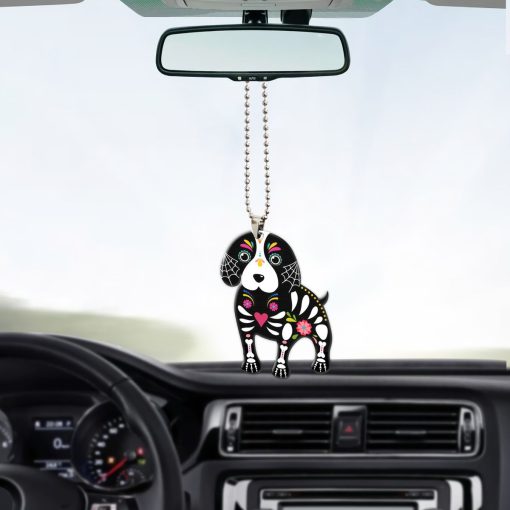 Gearhumans 3D Sugar Skull Dog Custom Car Hanging