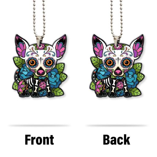 Gearhumans 3D Sugar Skull Chihuahua Dog Custom Car Hanging