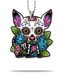 Gearhumans 3D Sugar Skull Chihuahua Dog Custom Car Hanging