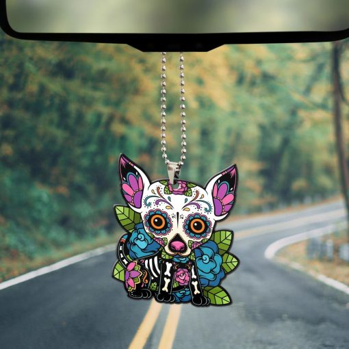 Gearhumans 3D Sugar Skull Chihuahua Dog Custom Car Hanging
