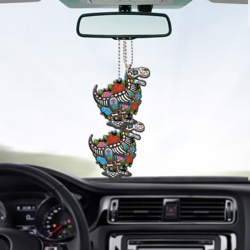Gearhumans 3D Sugar Skull Dinosaur Custom Car Hanging