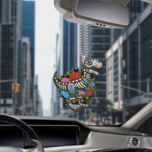 Gearhumans 3D Sugar Skull Dinosaur Custom Car Hanging