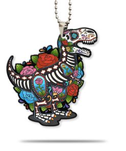 Gearhumans 3D Sugar Skull Dinosaur Custom Car Hanging