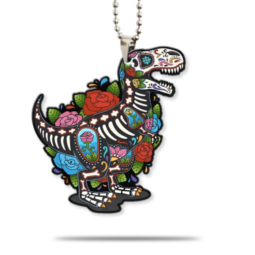 Gearhumans 3D Sugar Skull Dinosaur Custom Car Hanging