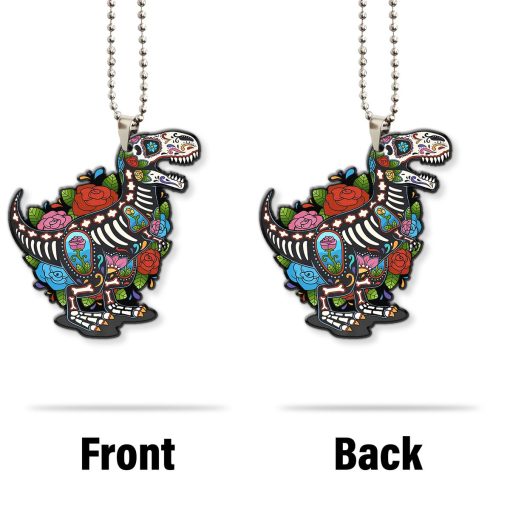 Gearhumans 3D Sugar Skull Dinosaur Custom Car Hanging