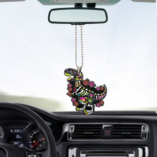 Gearhumans 3D Sugar Skull Dinosaur Custom Car Hanging
