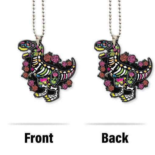 Gearhumans 3D Sugar Skull Dinosaur Custom Car Hanging