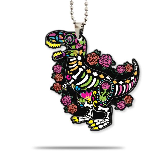 Gearhumans 3D Sugar Skull Dinosaur Custom Car Hanging