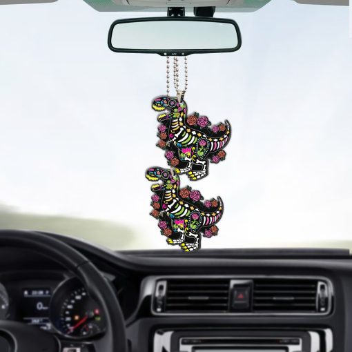 Gearhumans 3D Sugar Skull Dinosaur Custom Car Hanging