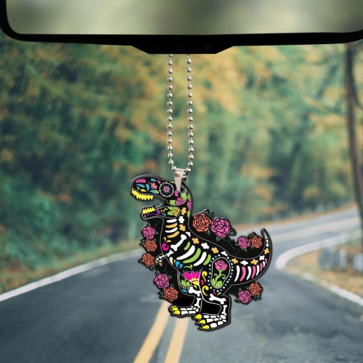 Gearhumans 3D Sugar Skull Dinosaur Custom Car Hanging