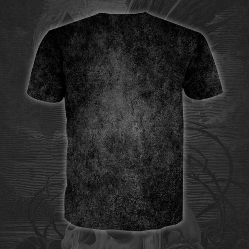 Gearhumans 3D Halloween Black Cat On Witchy Skull Custom Bleached Tshirt - Image 4