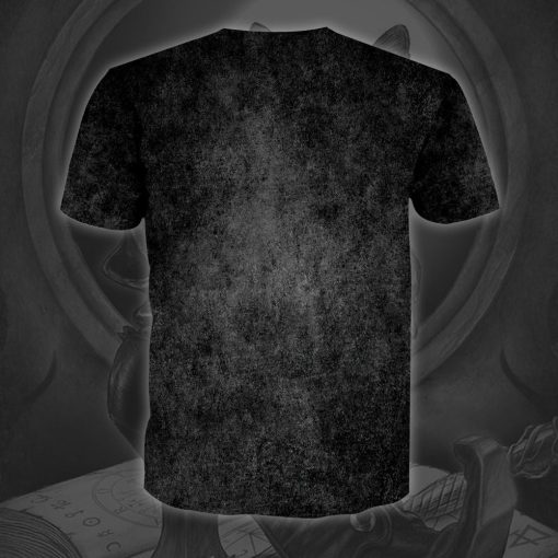 Gearhumans 3D Halloween Black Cat Spooky Witchy Custom Bleached Tshirt - Image 4