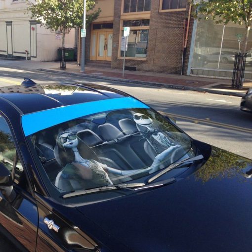 Gearhumans 3D Nightmare Before Christmas Jack And Sally Custom Car Auto Sunshade - Image 6