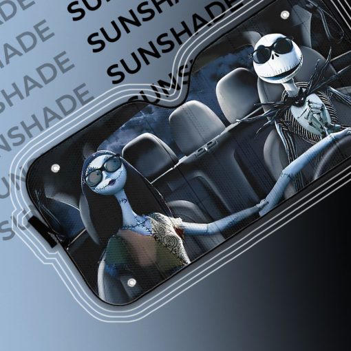 Gearhumans 3D Nightmare Before Christmas Jack And Sally Custom Car Auto Sunshade - Image 7