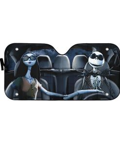 Gearhumans 3D Nightmare Before Christmas Jack And Sally Custom Car Auto Sunshade