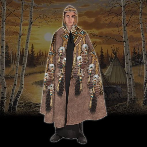 Gearhumans 3D Native American Custom Hooded Cloak - Image 8