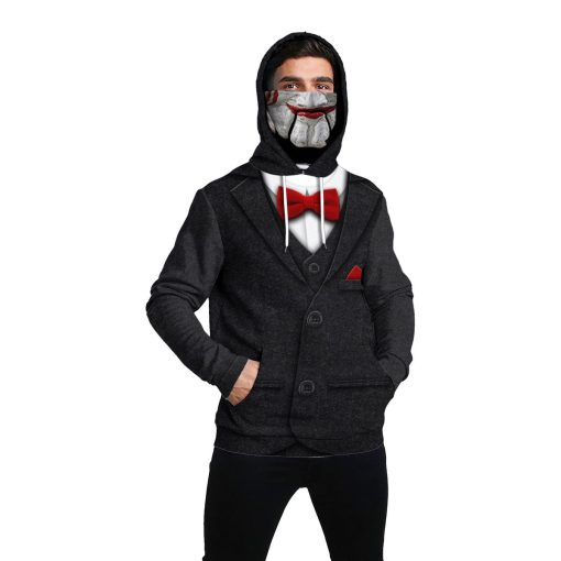 Gearhumans 3D SAW Billy The Puppet Custom Bandana Mask Hoodie - Image 4