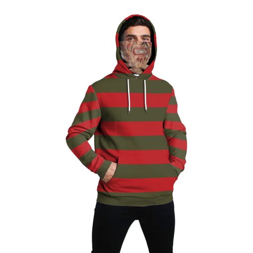 Gearhumans 3D Freddy Krueger Horror Halloween Custom Bandana Mask Hoodie - Image 6